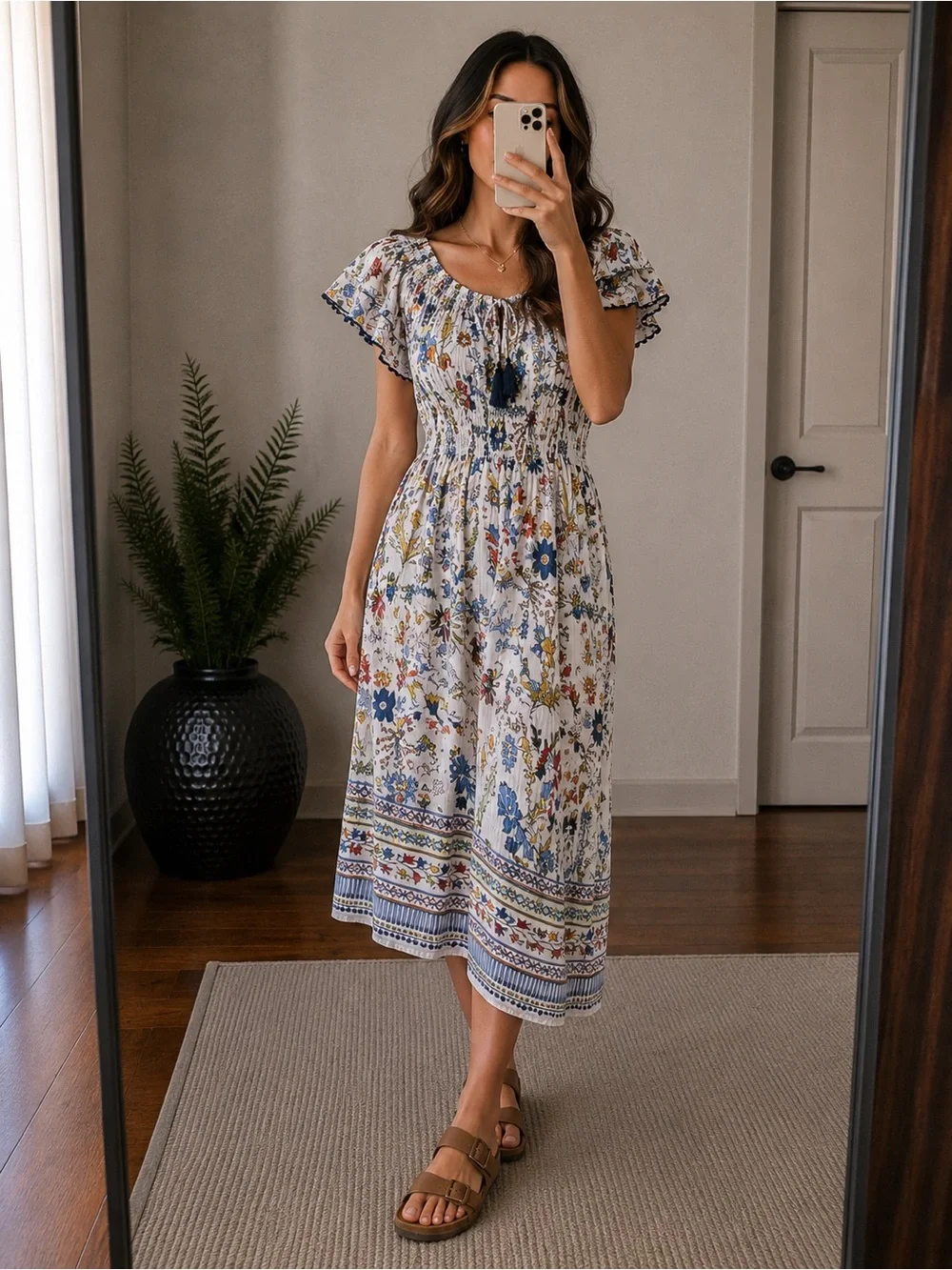 Tory Burch Meadow Folly Dress smocked maxi midi dress Size XS Tory Burch Meadow Folly Dress smocked maxi midi dress Size XS